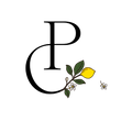 logo monogramme avec l'emboitement de deux lettres : la lettre P et la lettre C. À la fin de la lettre C on découvre une branche de citron avec 4 feuilles, 2 fleurs, 1 bourgeon et 1 citron